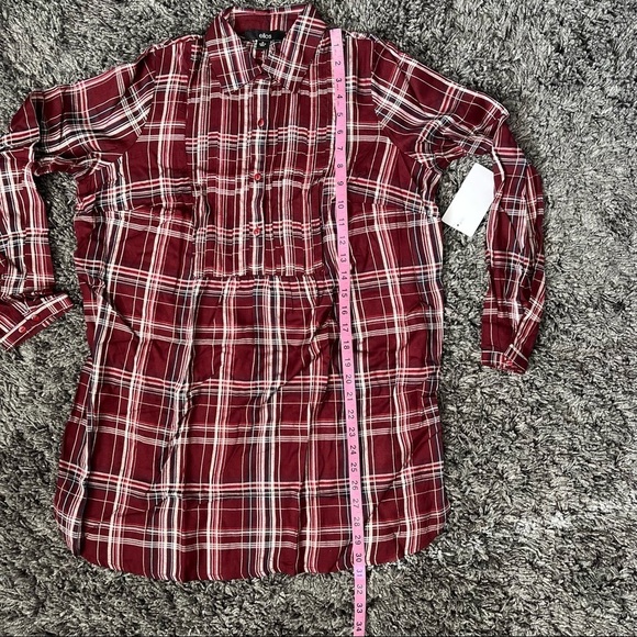 Ellos burgundy plaid print tunic size 10 New With Tags - Picture 2 of 7